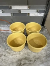 Set Of 4 Chantal Yellow Baking Dishes 1 Cup  Freezer Microwave Oven Safe Holiday