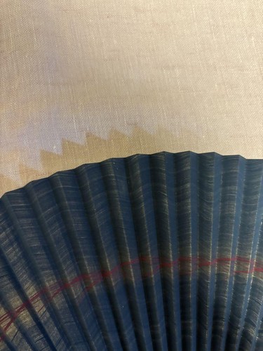 Kyosendo Japanese Folding Fan Sensu Beautiful Design Culture Blue Red Gold 22 cm - Picture 8 of 9