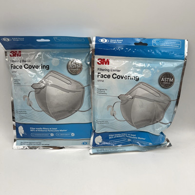 3M Adult 3 Masks Filtering Barrier Face Covering 2 Pack