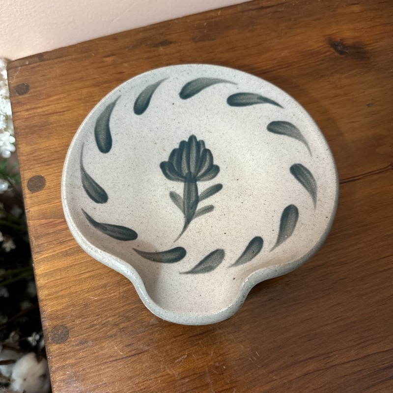 1999 Green Pennsylvania Spoon Rest, Salmon Falls Pottery Dover NH - utensils