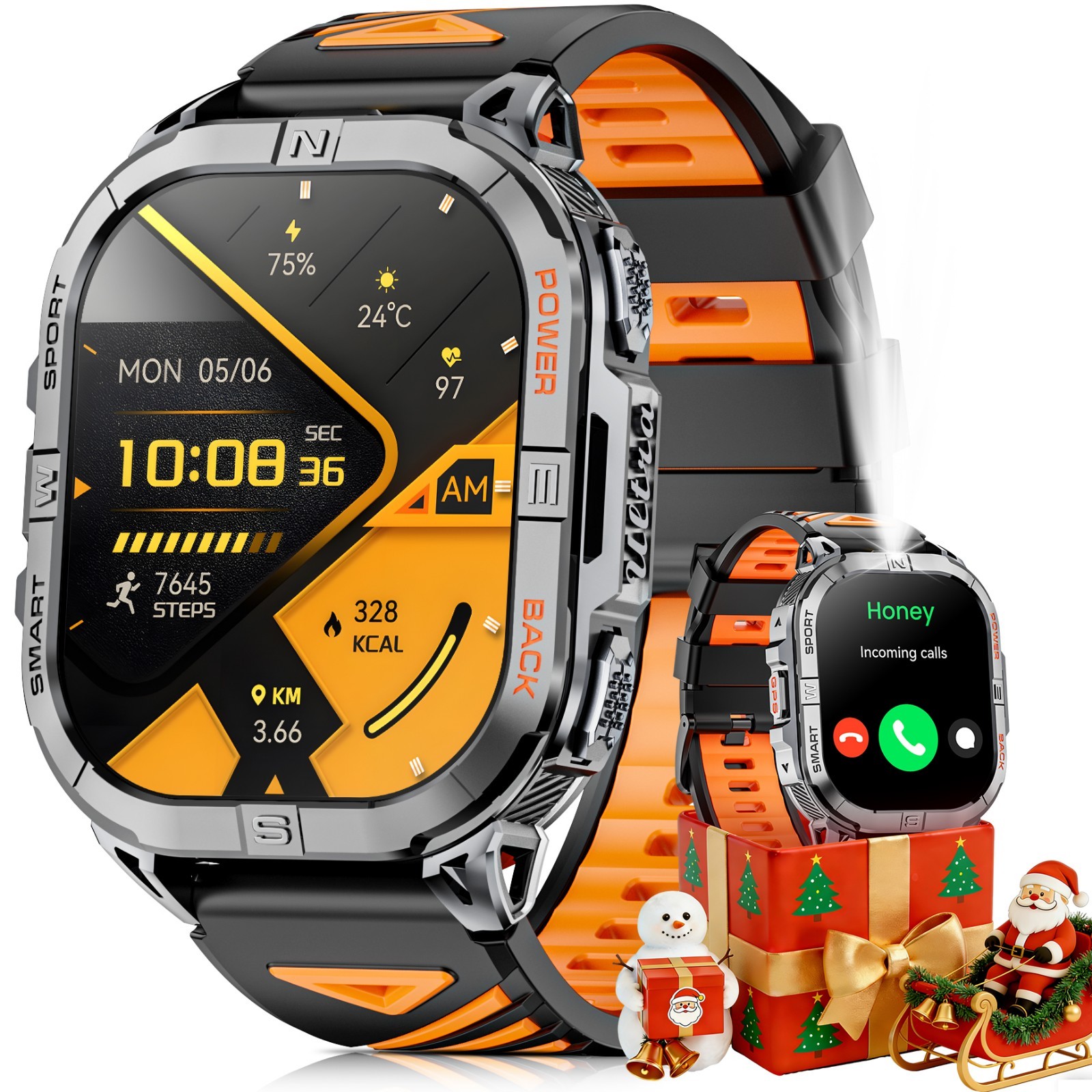 (answer /make Call) Amoled Display 3atm Waterproof Compass G