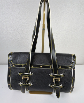 Louis Vuitton Suhali Leather L'epanoui Black Purse Gold Accents