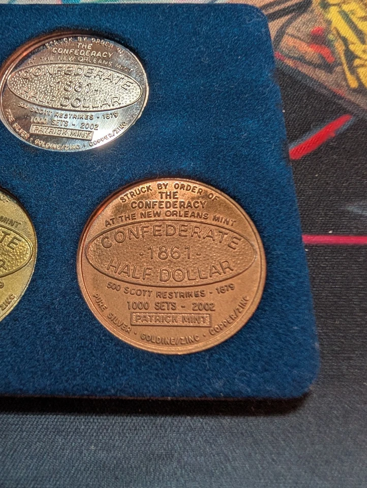 2002 Patrick Mint Confederate Half Dollar Restrike 3-Coin Set 999 Silver 1/1000 - Image 4 of 4