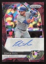 2020 Panini Prizm Edwin Rios Auto Rookie Burgundy Cracked Ice Prizm #/25