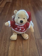 Disney Store Winnie the Pooh Winter Sweater Mini Bean Bag 8" Plush 1999 NWT
