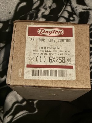 Dayton 6X758 24-Hour Time Control 120 V 40 Amp 2 HP Daily Timer AK