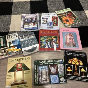 stained, etching casting glass book lot 