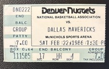 DALLAS MAVERICKS @ DENVER NUGGETS FEBRUARY 22 1986 GREAT CONDITION SEE PICS