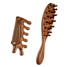 Loc Comb & Brush Set Comfortable Wooden Massage Comb Wide Tooth Scalp Brush for
