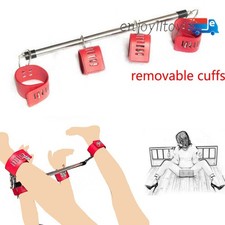 Open Leg Spreader Bar with Detachable PU Leather Handcuffs Ankle Cuffs Restraint