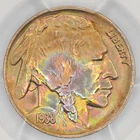 1938-D 5C Buffalo Nickel PCGS MS65 - Beautiful Dual Sided Rainbow Toning