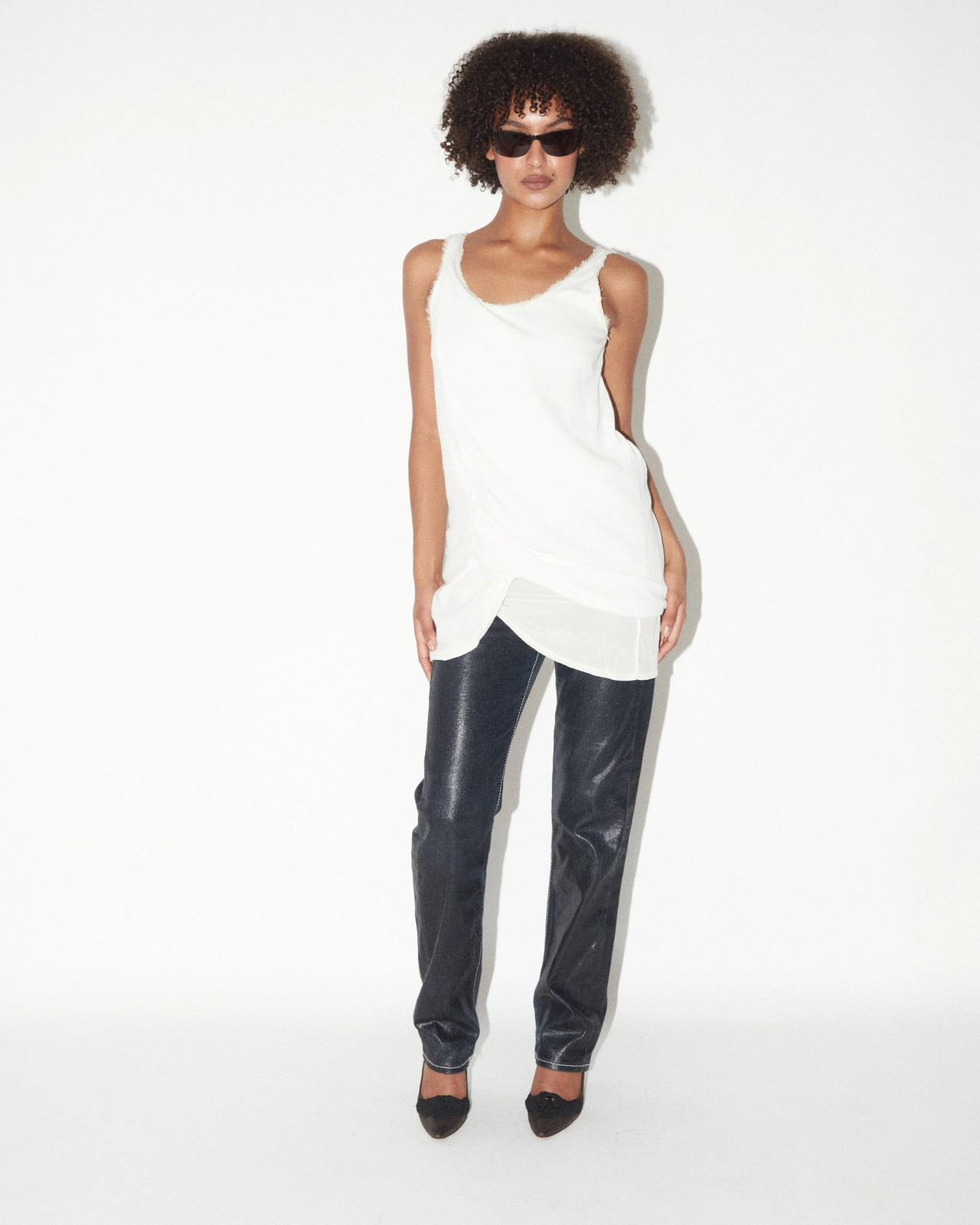 Helmut Lang Cream Distressed Dress Asymmetric Shoulder Viscose -  Size 2