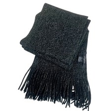 Cejon Black Metallic Sparkle Scarf Fringe Elegant Party Evening Event GLAM