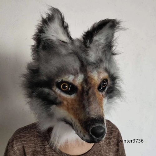 Wolf Dog Plush Mask Halloween Performance Cosplay Prop Decoration Oraments Gift - Picture 3 of 5