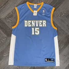 Maglia vintage NBA Reebok Denver Nuggets taglia L Carmelo Anthony 15 nuova con etichette