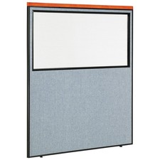 60-1/4"W x 73-1/2"H Deluxe Office Partition Panel with Partial Window Blue