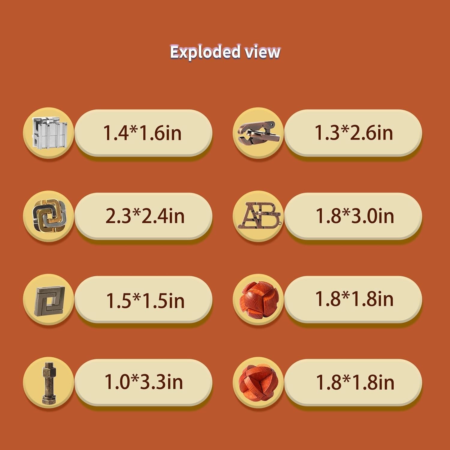 8 Pcs Brain Teaser Puzzles Favor Educational Toys Mind Ancient... 