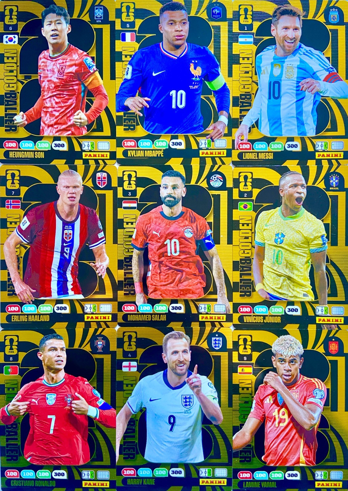 FIFA WORLD CUP 2026 RARE set 9 GOLDEN BALLER RONALDO YAMAL MBAPPE KANE VINI SON