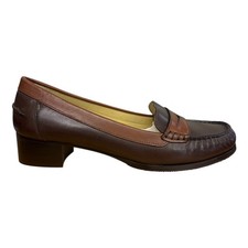 HB Shoes Ladies Navy Leather Moccasins Loafers Flat Low Slip On Size 6.5 40.5 NE