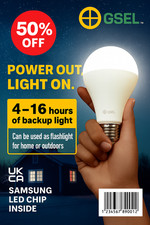 GSEL 3-in-1 Emergency LED Bulb 9W Warm White –Works in Power Cut, Portable Light