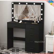 Vanity Desk with 11 LED lights Makeup Vanity Set with Large Mirror 5 Drawers