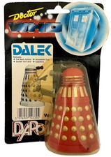 Vintage Dapol 1987 Doctor Dr Who Red And Gold Dalek Action Figure - Mint On Card