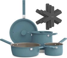 bella 9 Piece Ceramic Nonstick Cookware Set, Fits-anywhere™ 9 9 Piece, Surf