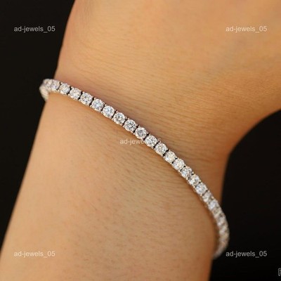 14k White Gold Round Cut Natural Diamond Best Anniversary Gift Tennis Bracelet