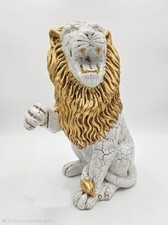Statua Leone in Porcellana con Finitura Foglia Oro - Valle D'Oro