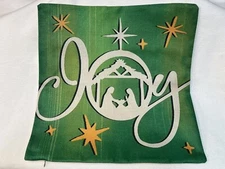 NATIVITY SCENE MANGER Christmas Linen Throw Pillow Cover Winter Holiday Decor