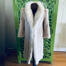 Diane Furs Blush Dyed Mink Fur Coat W/ Fox Fur Tuxedo Trim And Silk Lining