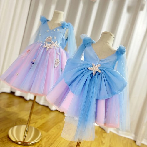 Luxury Baby Flower Dresses Arab Princess Kids Gown Girl Birthday Evening Party - Picture 5 of 16