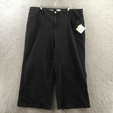 Ava  Viv Relaxed Wide-Leg Jeans Womens 24R Black Denim High Rise Stretch NEW