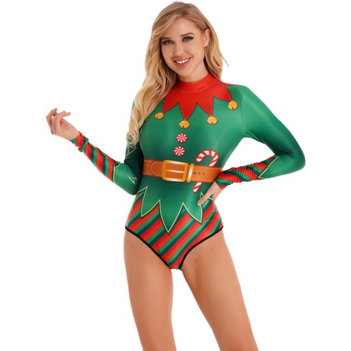 Body Babydoll de Leotardos para Mujer Elegante Navidad Impresión 3D Mameluco Ropa de Playa - Imagen 26 de 78