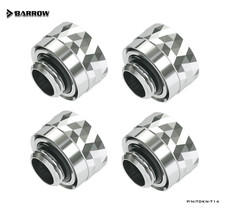 4 Pack Barrow Dazzle G1/4" to 14mm Hard Tubing Compression Fitting Silver Shiny
