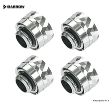 4 Pack Barrow Dazzle G1/4" to 14mm Hard Tubing Compression Fitting Silver Shiny