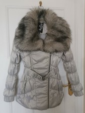 Amazing Silver Puffa Jacket W Detachable Fur Collar By Superstar