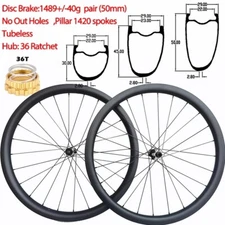 Carbon Cyclocross Gravel Road Bike Wheelset Center Lock 6 Bolt Ratchet Hub 700C