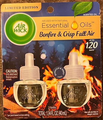 2 Count Air Wick Scented Oil Refills - Bonfire & Crisp Fall Air Limited Edition