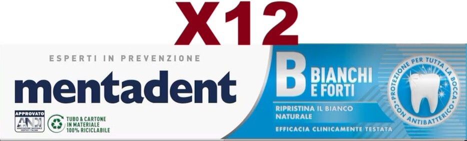 12PCS MENTADENT B STRONG WHITE RESTORES NATURAL WHITE TOOTHPASTE 75ML