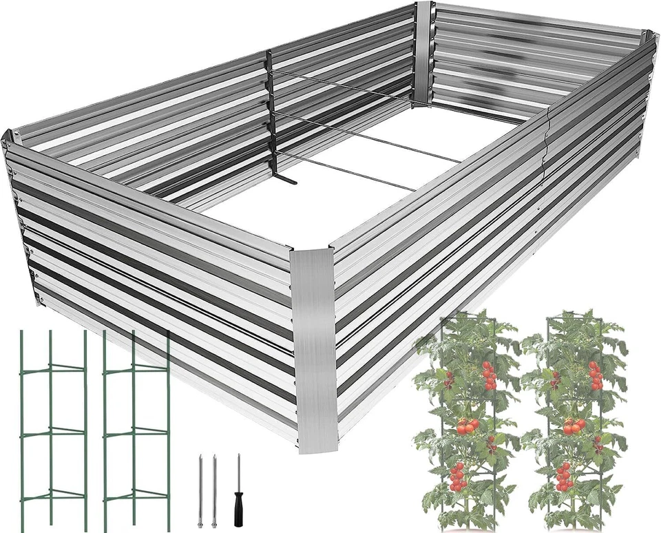 8x4x2ft Galvanized Raised Garden Bed kit Garden Planter Box Flower Vegetable - Image 4 of 4