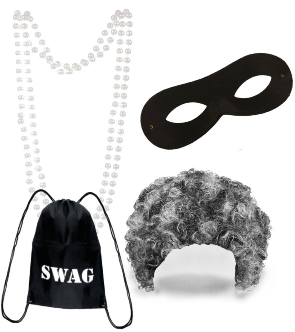 Gangsta Granny Costume Dress Wig Mask and Accessory Bag Gangsta Granny Costume Dress Wig Mask and Accessory Bag