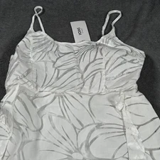 Yoins Dress Women's L White Floral Embroidered Sleeveless Mini Casual Sundress