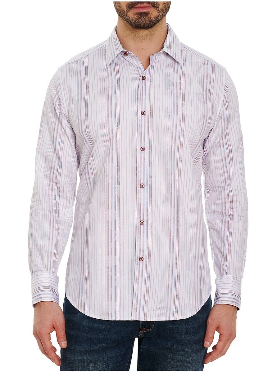 Robert Graham Stunning Floral Stripes Jacquard Men's Shirt