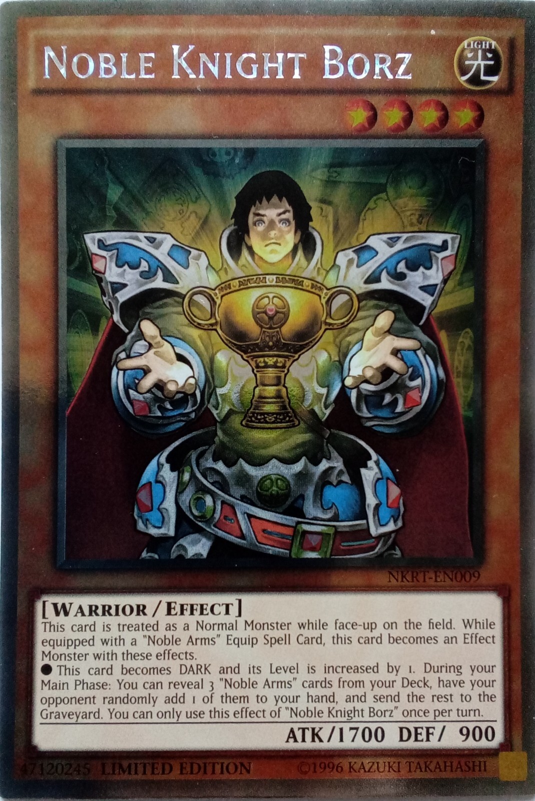 NKRT-EN009 Noble Knight Borz Platinum Rare Limited Edition YuGiOh Trading Card
