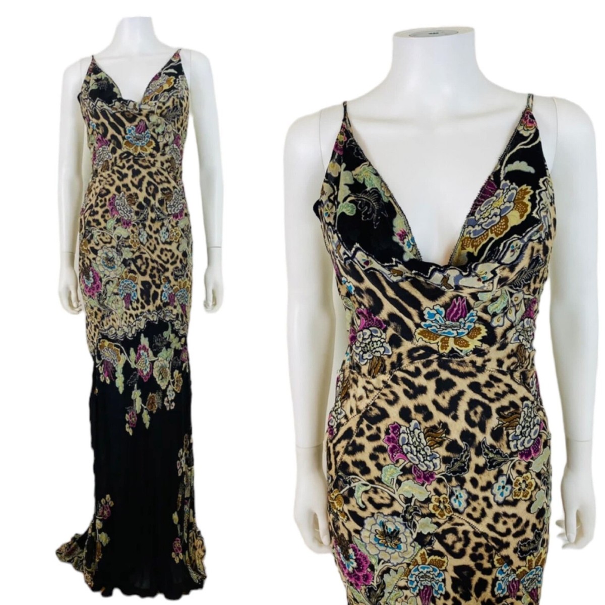 roberto cavalli 豹柄キャミソール　ブルー roberto cavalli 豹柄キャミソール ブルー VINTAGE ROBERTO