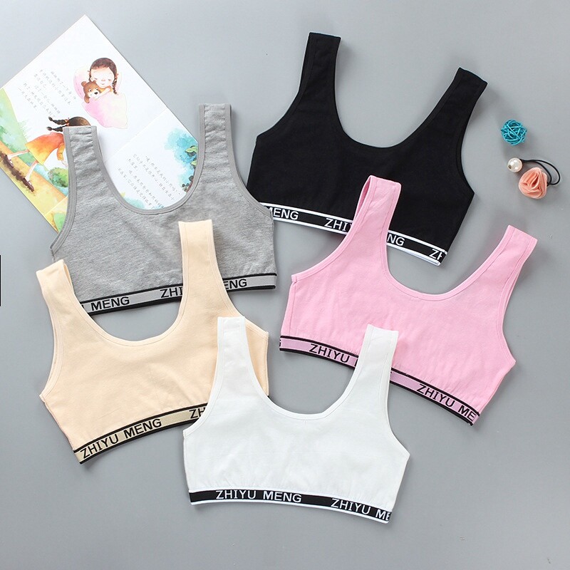 Teenage Girls Plain Bra Sports Underwear Vest Comfy Crop Top