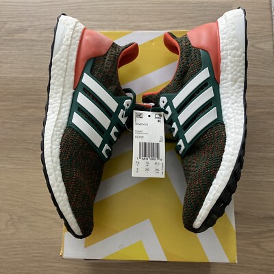 Brand New Men s ADIDAS ULTRABOOST  4.0 MIAMI HURRICANES SNEAKERS. EE3702. Size 8