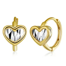 Wellingsale 14k Two Tone Gold Huggies Hoop Earrings