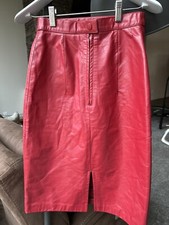 Vintage 90 s Red Leather Suede Western Style Skirt Size 6